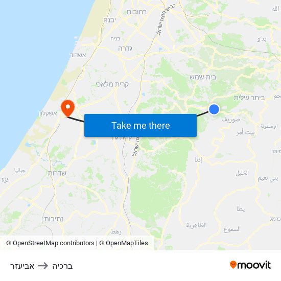 אביעזר to ברכיה map