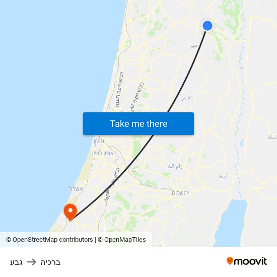 גבע to ברכיה map