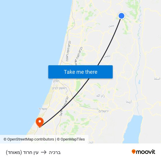 עין חרוד (מאוחד) to ברכיה map