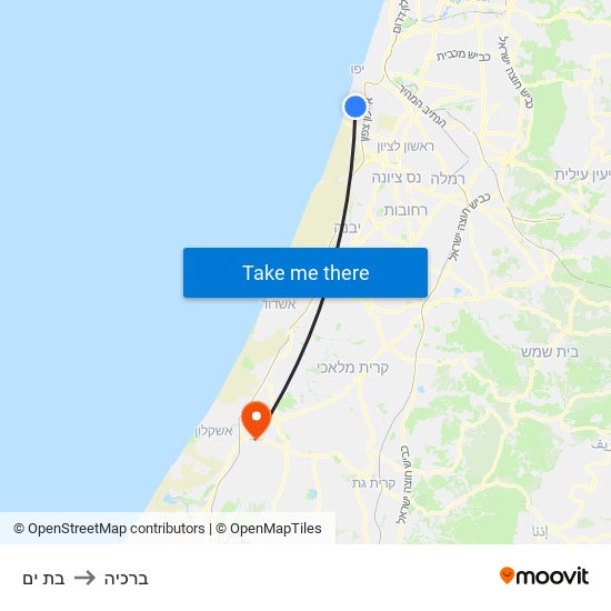 בת ים to ברכיה map