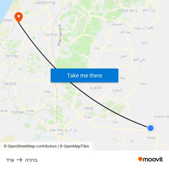 ערד to ברכיה map