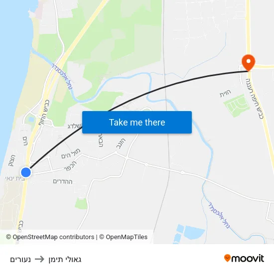 נעורים to גאולי תימן map