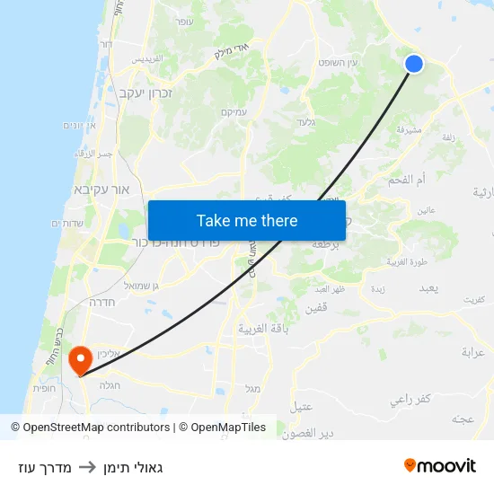 מדרך עוז to גאולי תימן map
