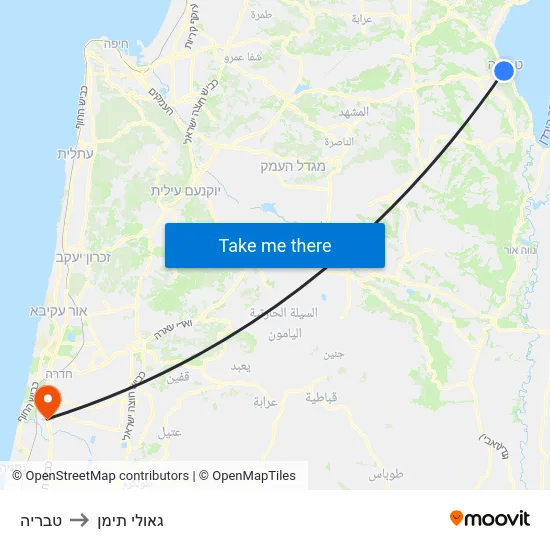 טבריה to גאולי תימן map