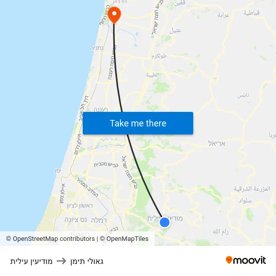 מודיעין עילית to גאולי תימן map