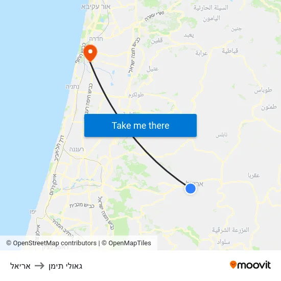 אריאל to גאולי תימן map