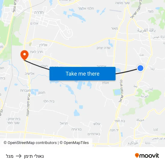 מגל to גאולי תימן map