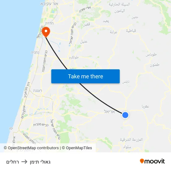 רחלים to גאולי תימן map
