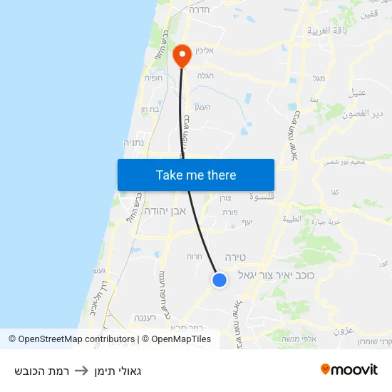 רמת הכובש to גאולי תימן map