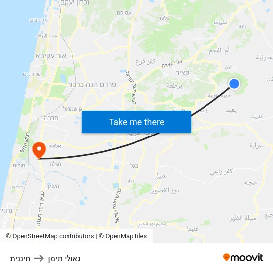חיננית to גאולי תימן map