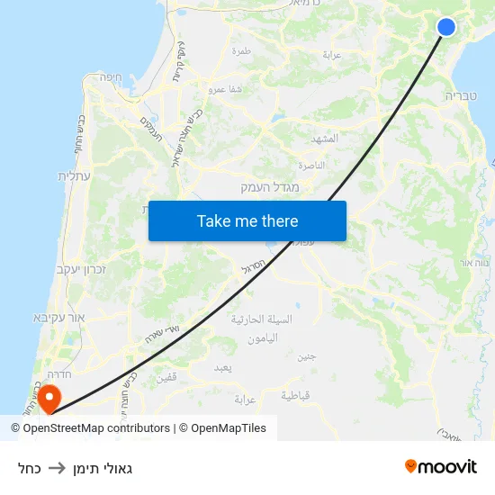 כחל to גאולי תימן map