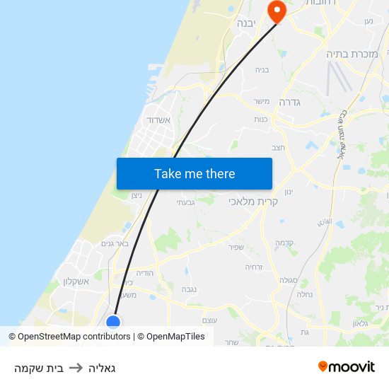 בית שקמה to גאליה map