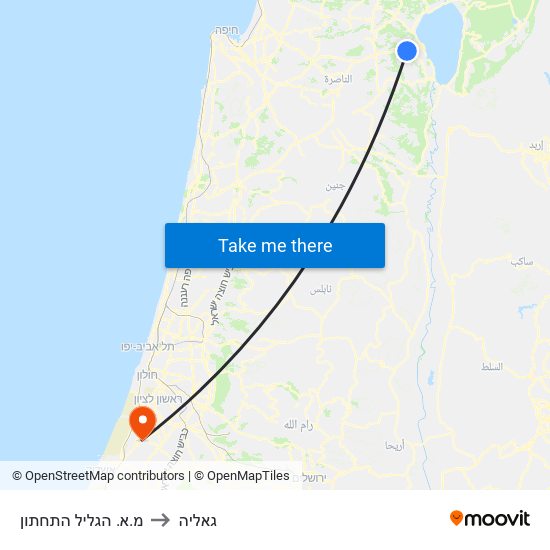 מ.א. הגליל התחתון to גאליה map