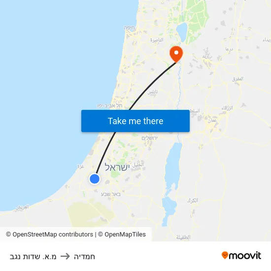 מ.א. שדות נגב to חמדיה map