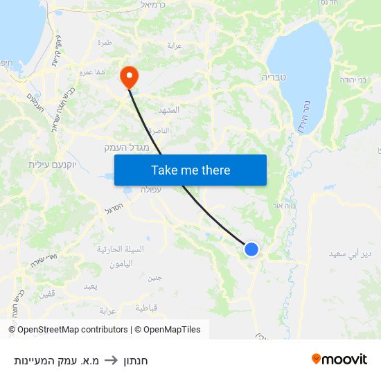 מ.א. עמק המעיינות to חנתון map