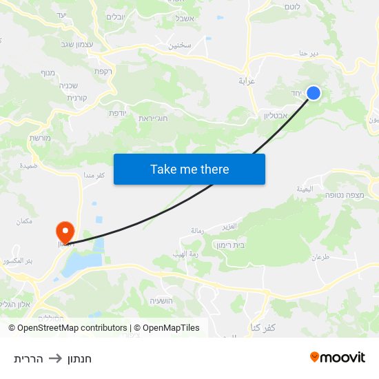 הררית to חנתון map