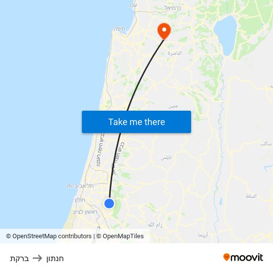 ברקת to חנתון map