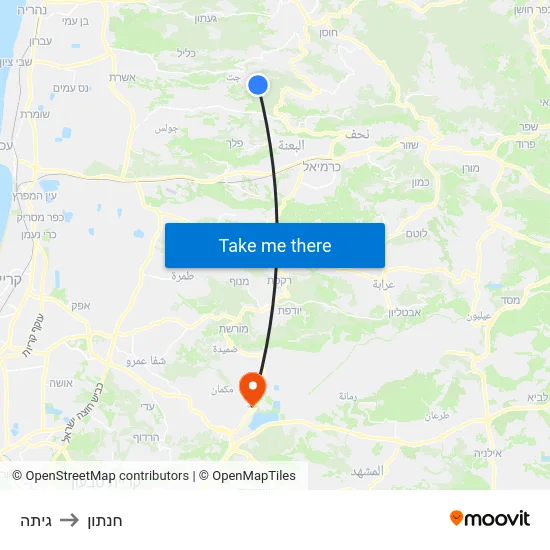 גיתה to חנתון map