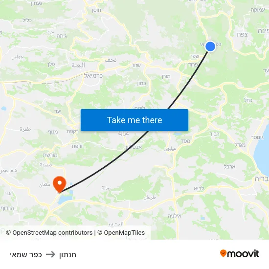 כפר שמאי to חנתון map
