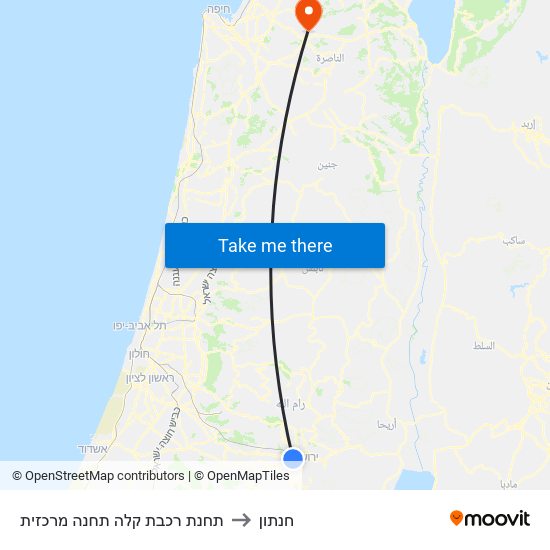 תחנת רכבת קלה תחנה מרכזית to חנתון map