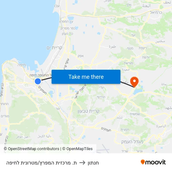 ת. מרכזית המפרץ/מטרונית לחיפה to חנתון map