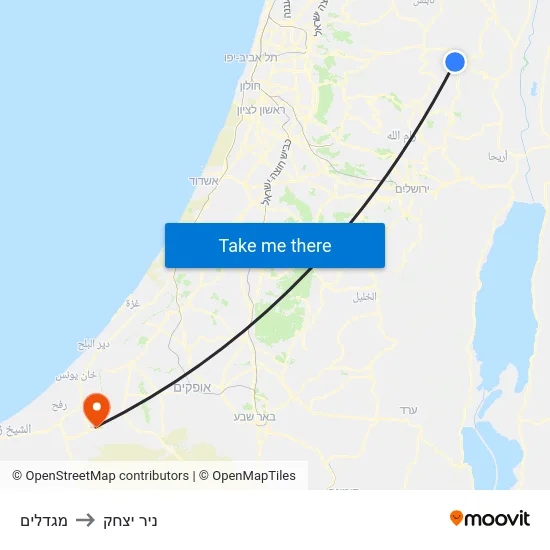 מגדלים to ניר יצחק map