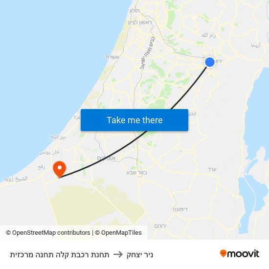 תחנת רכבת קלה תחנה מרכזית to ניר יצחק map