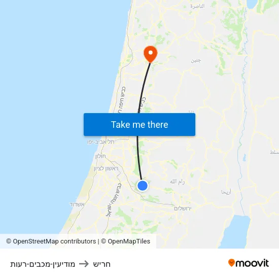 מודיעין-מכבים-רעות to חריש map