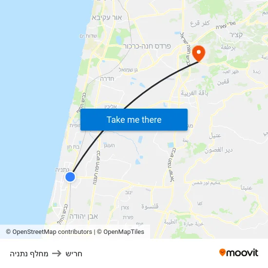 מחלף נתניה to חריש map