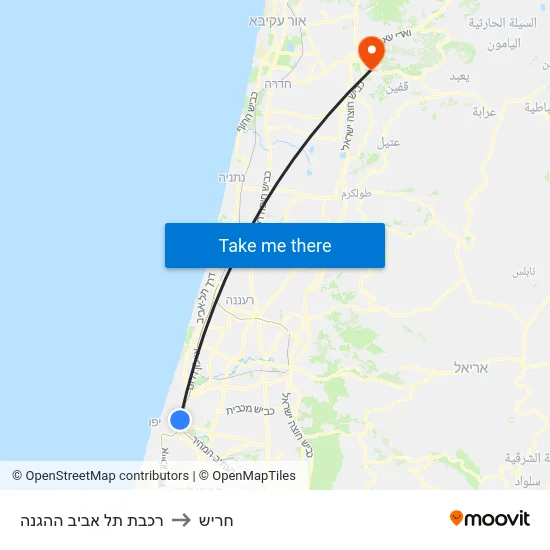 רכבת תל אביב ההגנה to חריש map