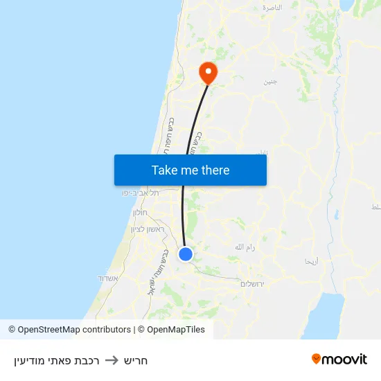 רכבת פאתי מודיעין to חריש map