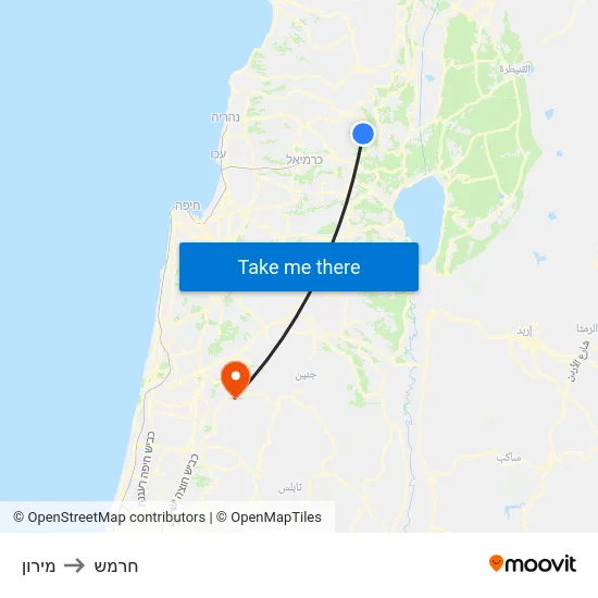 מירון to חרמש map