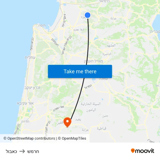 כאבול to חרמש map