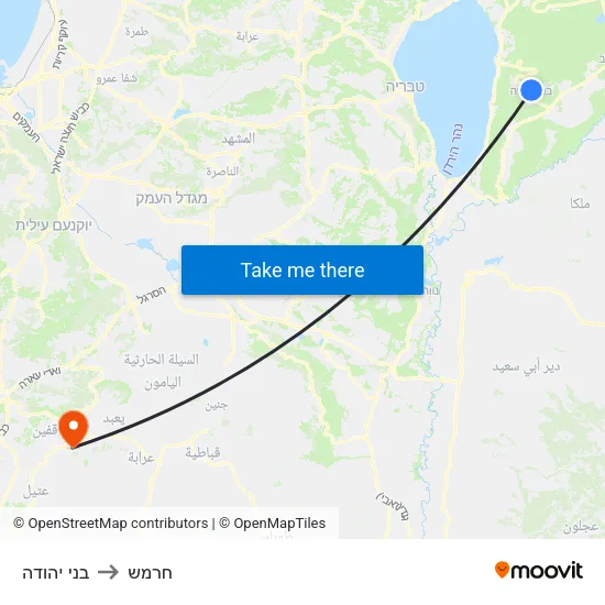 בני יהודה to חרמש map