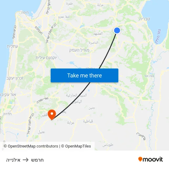 אילנייה to חרמש map