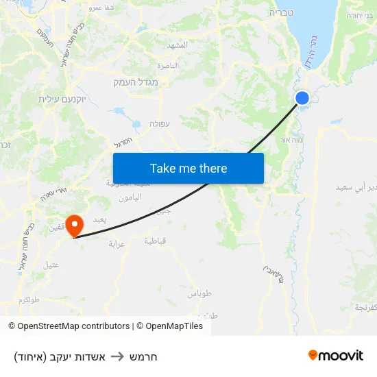 אשדות יעקב (איחוד) to חרמש map