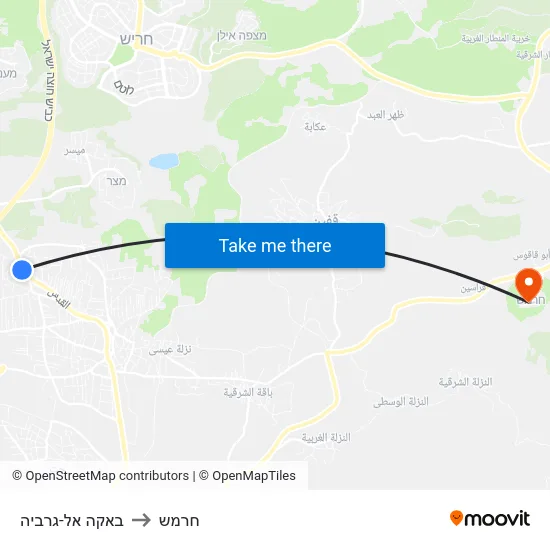 באקה אל-גרביה to חרמש map