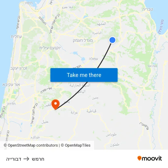דבורייה to חרמש map