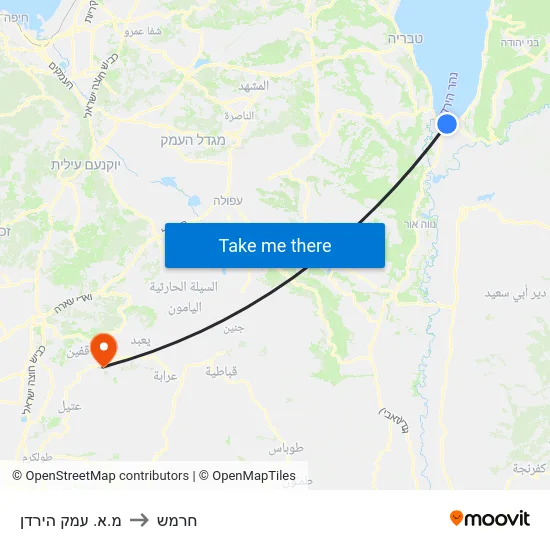 מ.א. עמק הירדן to חרמש map
