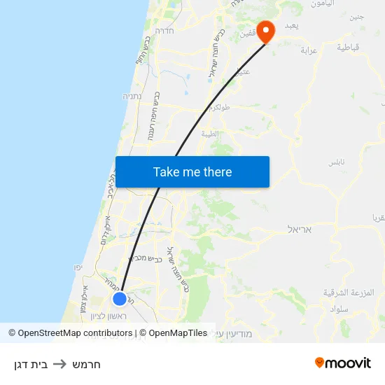 בית דגן to חרמש map