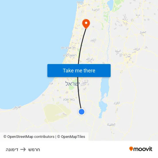 דימונה to חרמש map