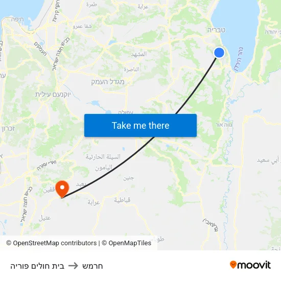 בית חולים פוריה to חרמש map