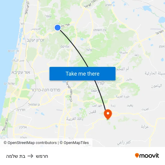 בת שלמה to חרמש map