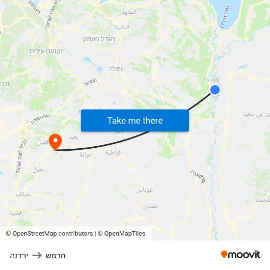 ירדנה to חרמש map