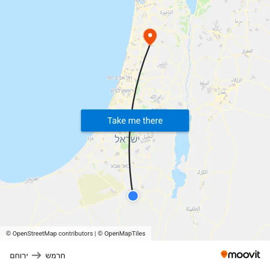 ירוחם to חרמש map