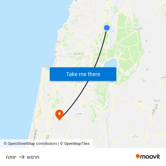 יפתח to חרמש map