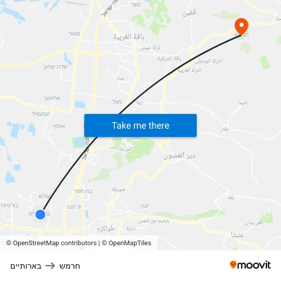 בארותיים to חרמש map