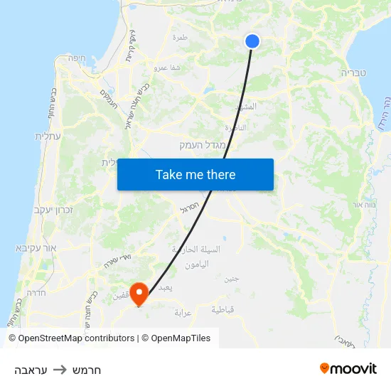 עראבה to חרמש map