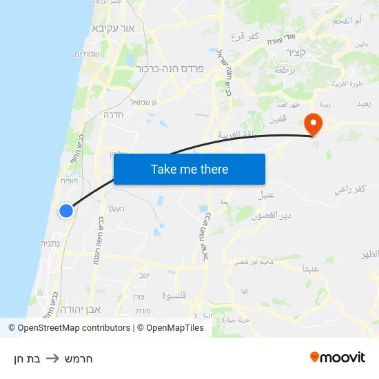 בת חן to חרמש map