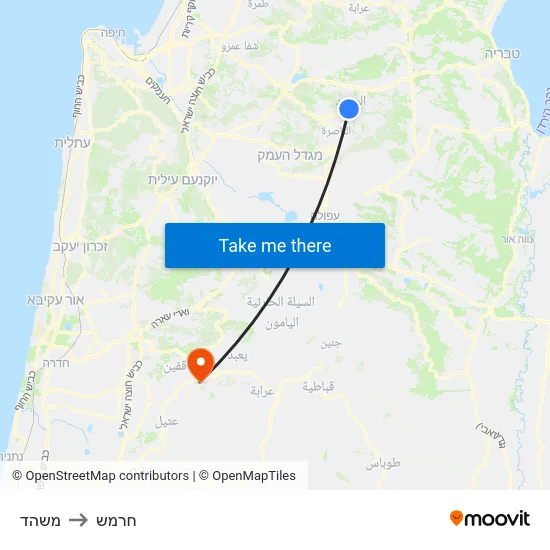 משהד to חרמש map
